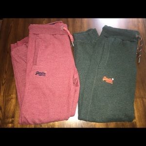 2 Mens Superdry Sweatpants Red Green Size Medium M